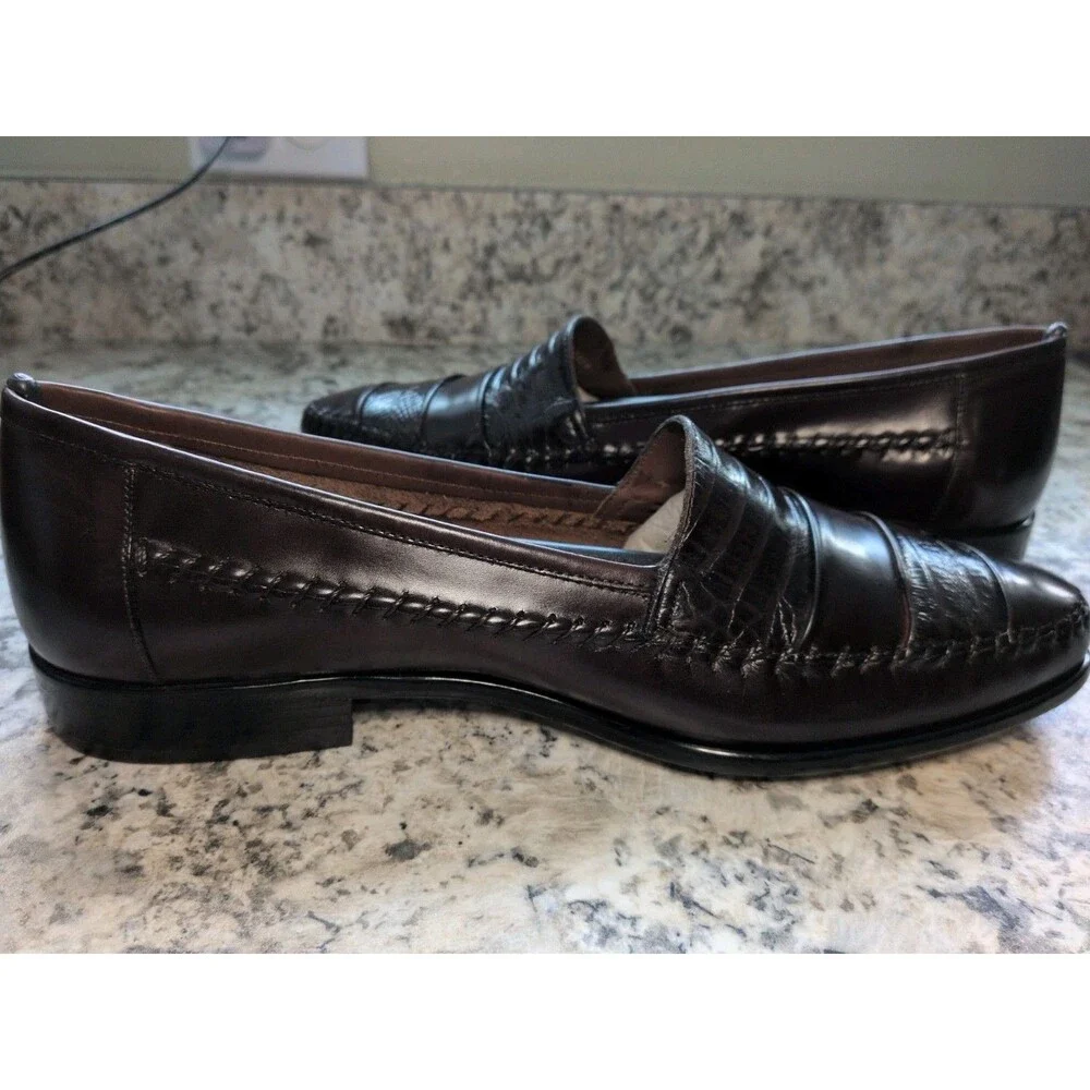 Giorgio Brutini Genuine Embossed Leather Loafers Brazil Mens Size 13D Burgundy